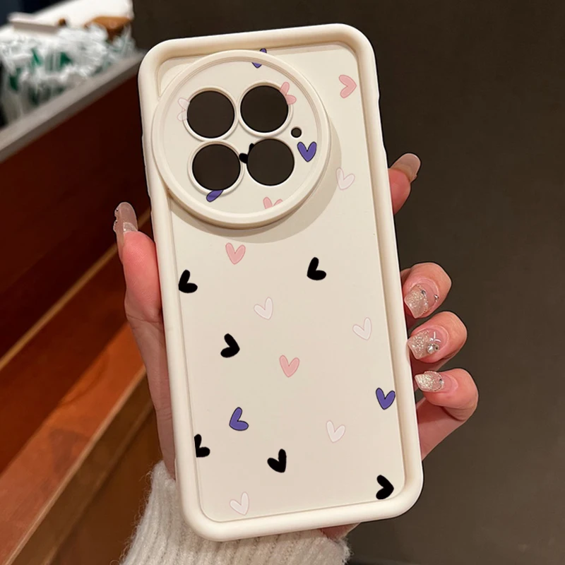 Capa Para Celular Oneplus 12 Com Estampa De Coração (branca), Em Tpu Macio E Resistente A Impactos.