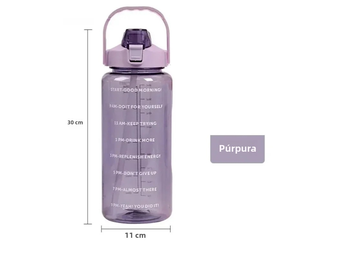 (roxa) Garrafa De Água Esportiva Com Tampa De Canudo, Grande Capacidade De 2 Litros, Portátil.