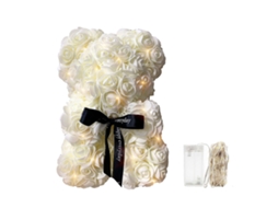 Conjunto Urso de Rosa Artificial Presente Dia dos Namorados com Corda de Luz | S/MARCA