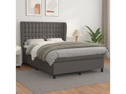 Vidaxl Cama com Molas/colchão 140x200 Cm Couro Artificial Cinzento