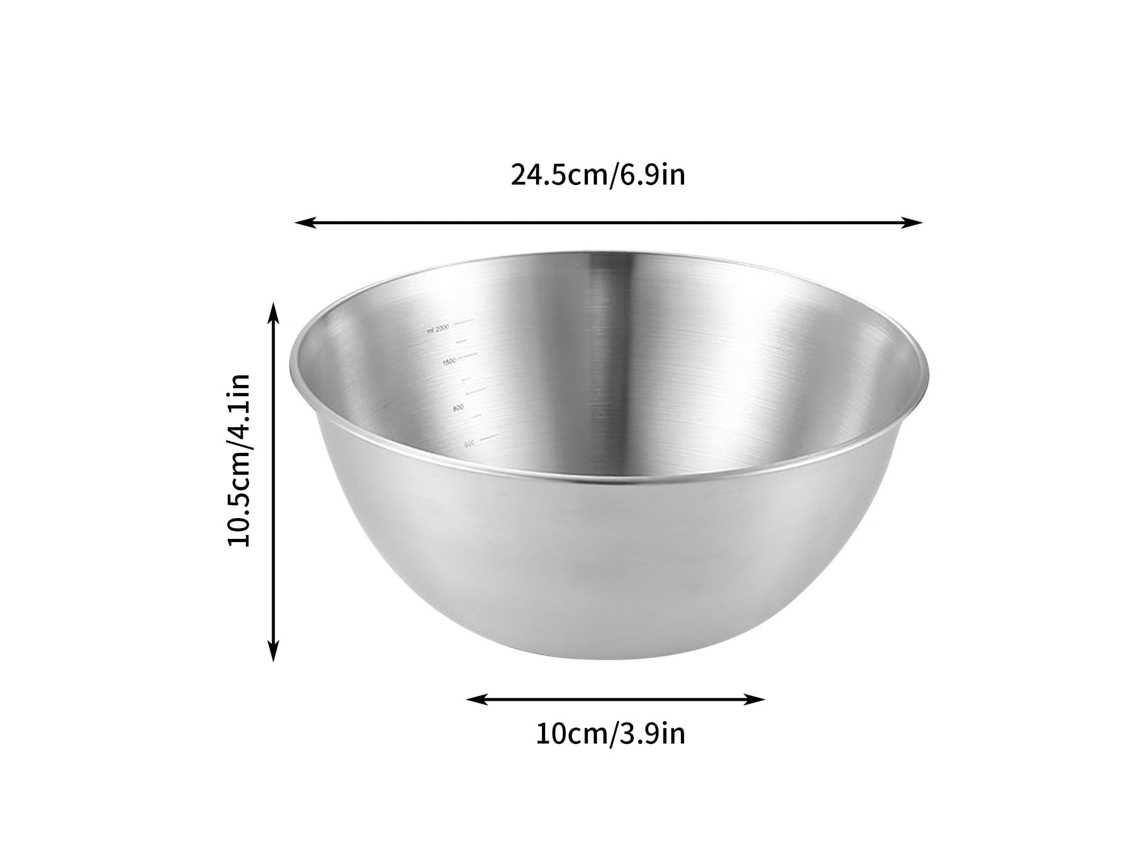 Bacia Multifuncional Em Aço Inox Espesso 2.2l - Conjunto De Taças De Metal Para Sopa E Lavagem De Alimentos