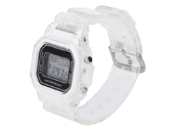 Relógio Digital Esportivo Impermeável com Luz Nocturna Quadrado Branco