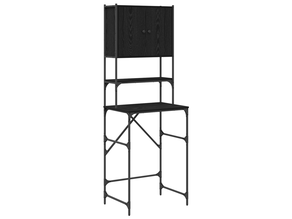 Conjunto 1 Armário Para Máquina De Lavar Vidaxl Preto Derivados De Madeira (68 X 48,5 X 194 Cm)