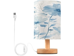Abajur De Cabeceira Com Estampa Floral Em Aquarela, Portas De Carregaje USB C, Luminária De Mesa Cabeceira, Luminária