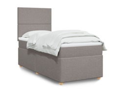 Vidaxl Cama Com Molas/colchão 90x190 Cm Tecido Castanho-acinzentado