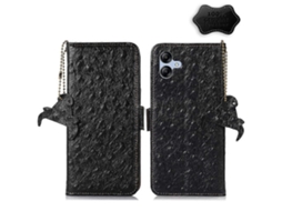 Capa De Celular Samsung Galaxy A04e Em Couro Com Estampa De Avestruz E Proteção Rfid