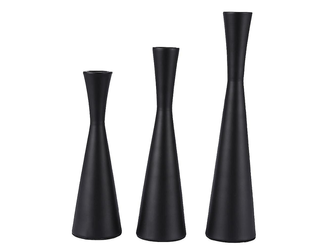 Omni 3 Suportes de Velas de Metal Taper, Suportes para Velas para Boda, Cena, Festa e Decoração de Casa Traje Negro