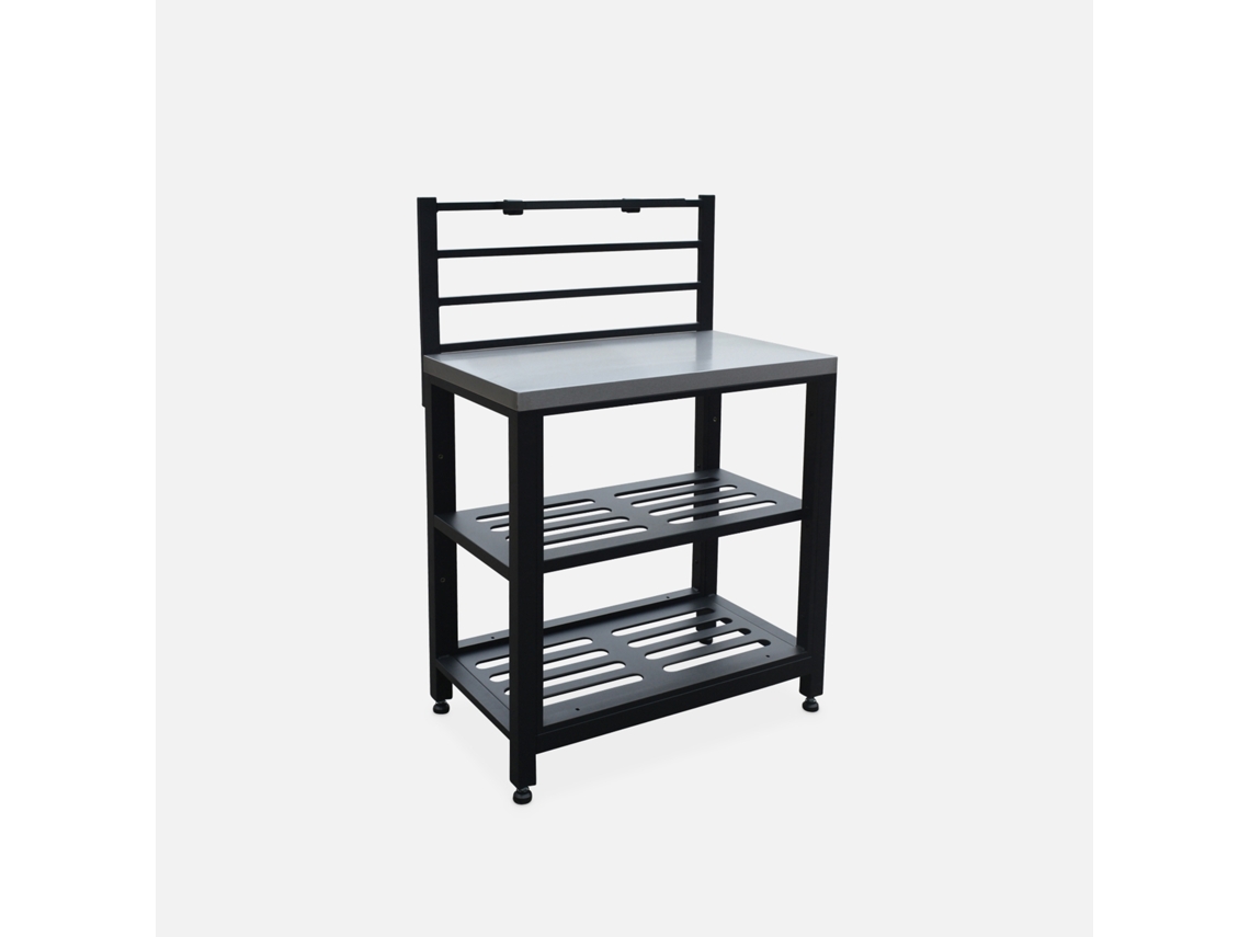Cozinha Exterior em Aço 2 Prateleiras, 80cm, Preto SWEEEK