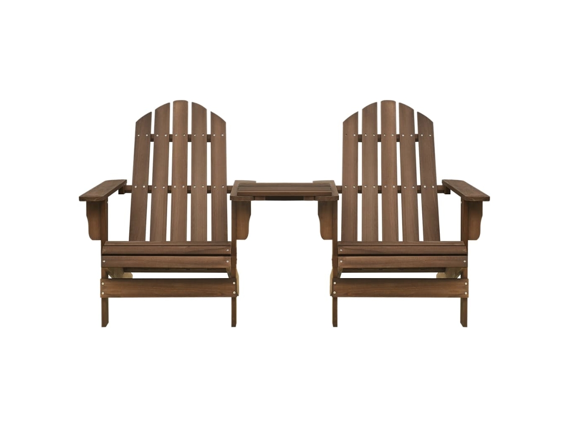 Cadeiras Jardim | Cadeira Adirondack Exterior + Mesa Centro Madeira Abeto Marrom