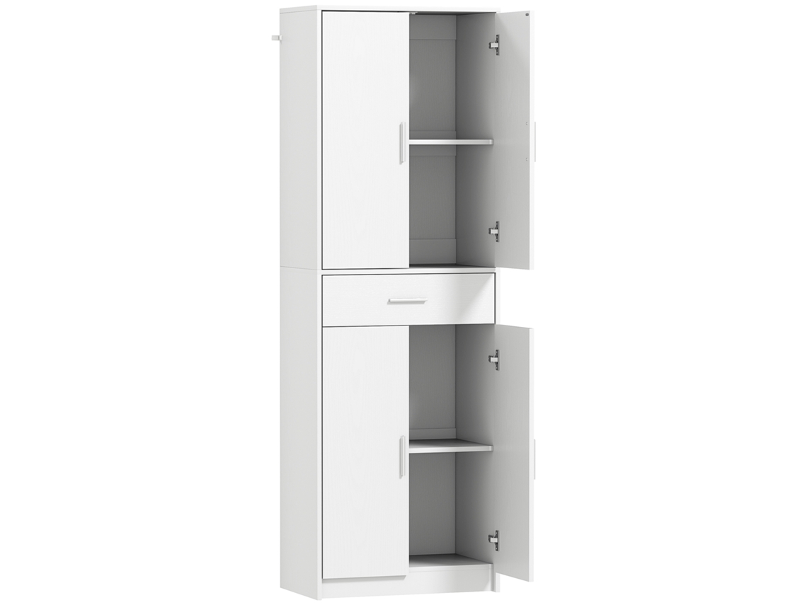Armário da Cozinha, Prateleiras Ajustáveis de 3 Andares, Painel de Papelão, Mdf, Bastante Espaço de Armazenamento, Branco
