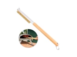Escova de Latão para Forno de Pizza com Raspador e Cabo de Madeira 52 Cm AQUAFORGE