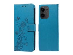 Capa De Couro Com Estampa Floral De Borboleta E Suporte Para Xiaomi Redmi 15c 4g E Xiaomi Redmi 15c 5g, Azul