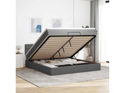 Vidaxl Estrutura De Cama Otomana Com Colchão Tecido Cinzento Escuro