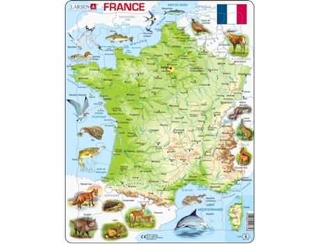 Puzzle LARSEN La-K49-Fr de Moldura 60 Peças Mapas