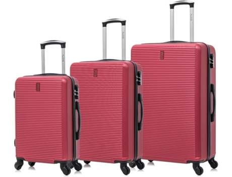 Conjuntos de Malas de Viagem 3 Peças Mala de Cabine Média Grande Cadeado Integrado Leve e Rígida Vermelho Bordeaux CELIMS FRANCE