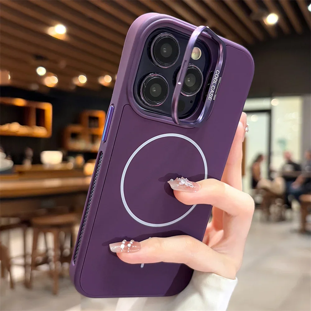 Capa Fosca Para Iphone 17 Air (roxo Escuro) Com Suporte Para Lente Flip
