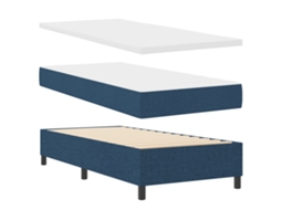 Conjunto 1 Cama Box Vidaxl Azul Tecido (80 X 200 Cm)