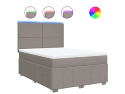 Box Spring Bed, Box Spring Beds Vidaxl Cinzento-acastanhado Tecido (140 X 190 Cm)