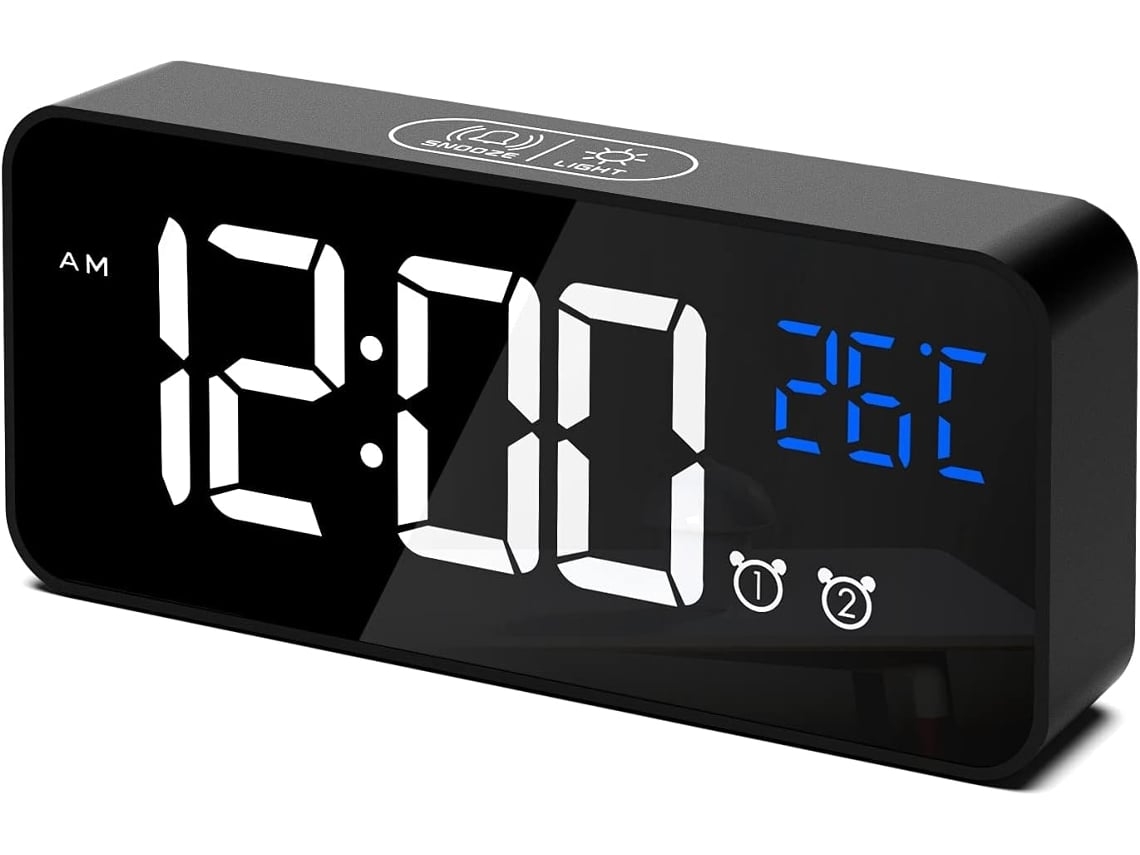 Relógio Despertador Digital Zruxe Des21 Dual Alarm, Termômetro, 4 Níveis De Ajuste Bluetooth, Snooze, Usb/bateria (preto)