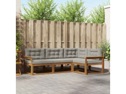 Vidaxl Conjunto De Sofás Para Exterior 4 Unid. Cinza Natural E Claro