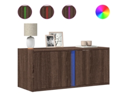 Móvel de Parede P/ Tv com Luzes Led Carvalho Castanho MAISON EXCLUSIVE (80x31x35 cm)