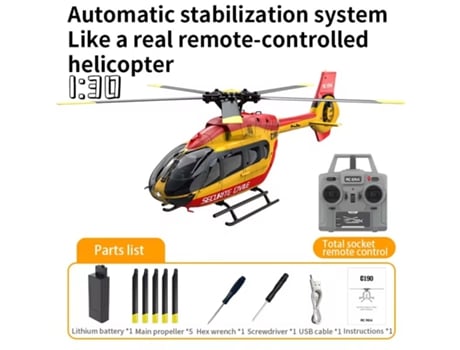 Helicóptero Rc C190 6ch Monorrotor Sem Flybar H145, Motores Brushless, Giroscópio 3d Seis Eixos, Amarelo. Aeuzwr