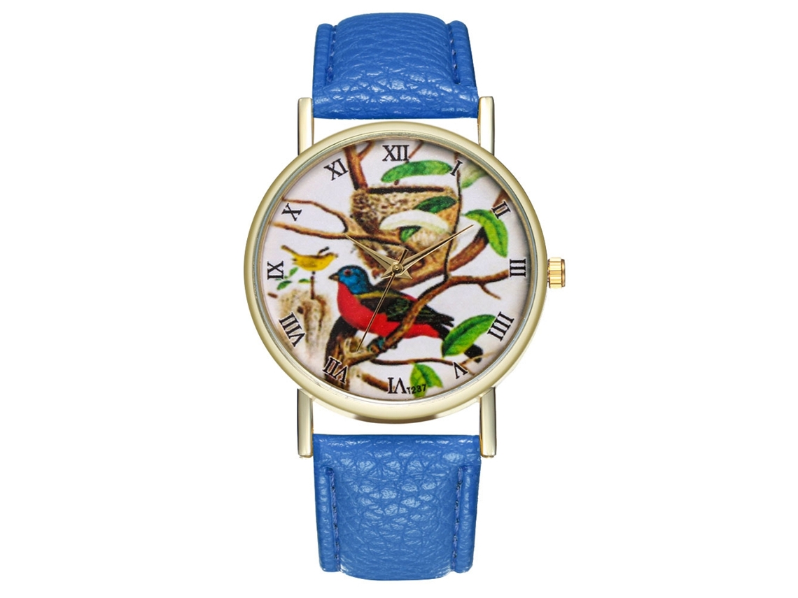 Reloj Casual De Moda Unisex Con Cuerda De Cuero Azul Oscuro De Zhoulianfa