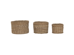 Conjunto de 3 Cestos de Juta Natural e Erva marinha, 45x45x30cm ALEXANDRA HOUSE LIVING