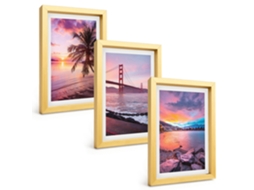 Composição De Quadros Paisagem Com Ponte Ao Pôr Do Sol Espelharte (3 Peças 20x30 Cm)