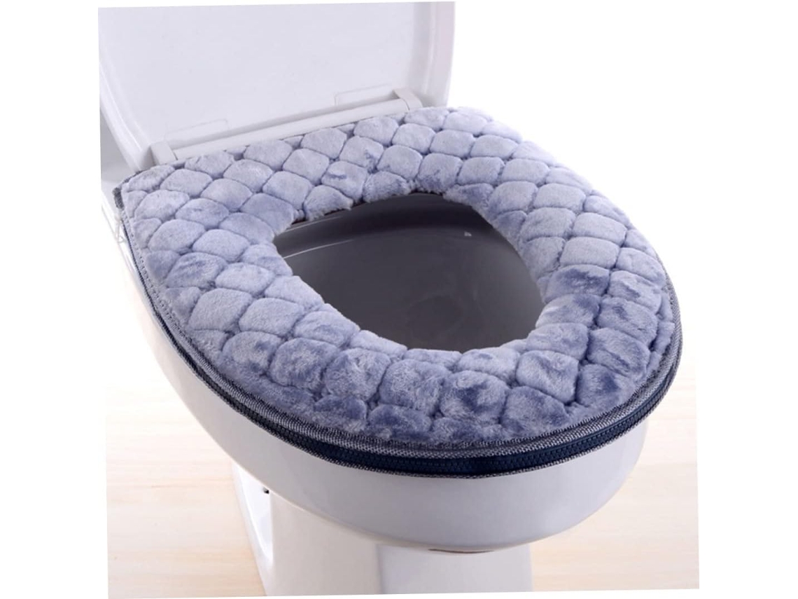 Assento Acolchoado Do Vaso Sanitário - Macio - Lavável Com Água - Universal - Com Zíper, Cinza
