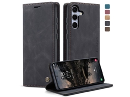 Capa Para Samsung Galaxy S25 Plus 5g Multifuncional Horizontal De Couro Preta