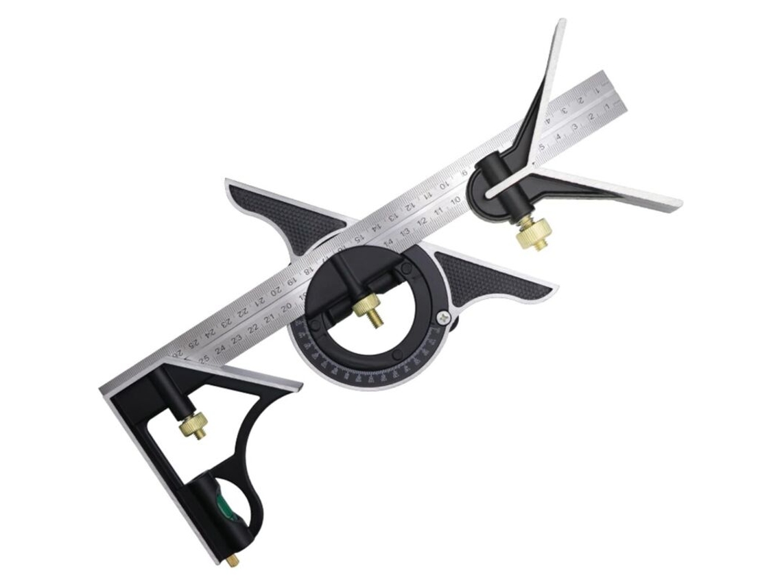 Esquadro Combinado De 300 Mm, Aço Inoxidável, Transferidor Com Nível De Bolha, Medição Precisa Para Marcenaria E Engenharia