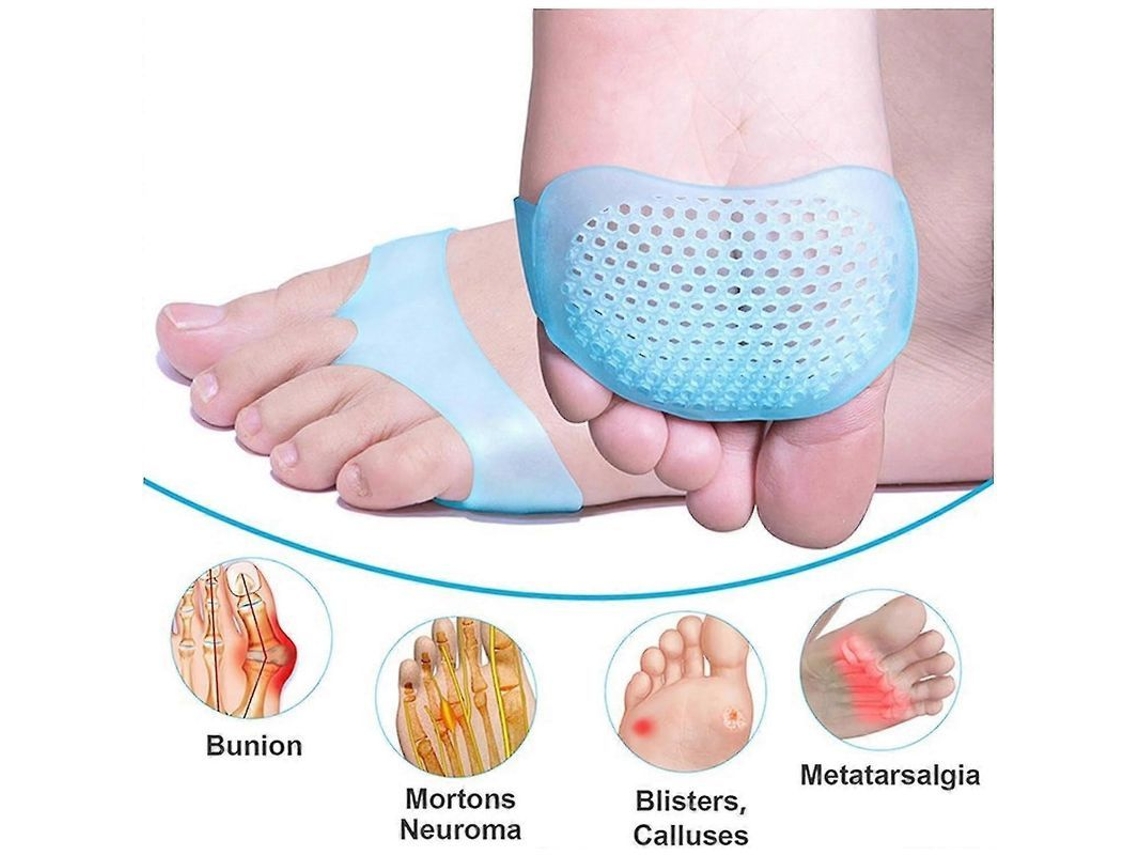 Almofadas metatarsais Fasst para mulheres, gel de silicone aquecido, alívio da dor para metatarsalgia, neuroma e fadiga nos pés, 5 pares.