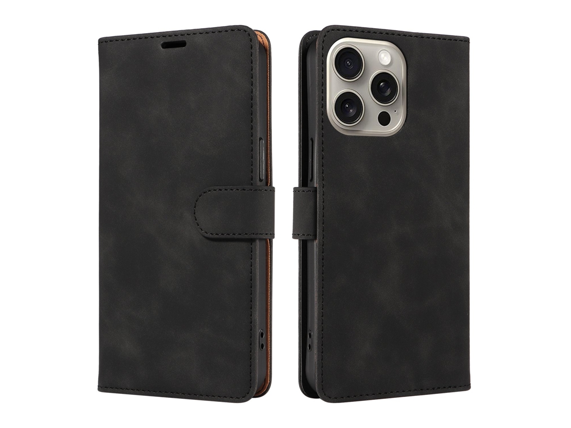 Capa Para Iphone 17 Pro Max Em Couro Preto Com Proteção Antirroubo.
