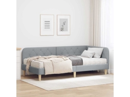 Vidaxl Estrutura De Cama De Canto Cinzento-claro 90 X 200 Cm Tecido