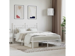 Vidaxl Estrutura De Cama Com Cabeceira 140x190 Cm Metal Branco