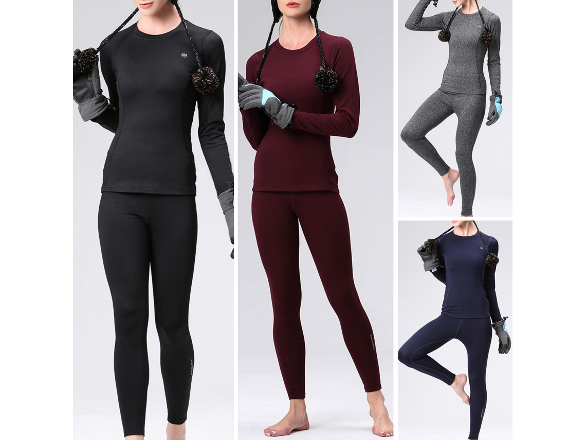 Conjunto de 2 Roupa Térmica Feminina Inverno com Forro de Pelúcia Gola Manga Longa Calça Espessa | S/MARCA