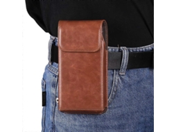 Bolsa De Cintura Vertical Para Celular Com Fecho Magnético E Clipe De Cinto Em Couro Pu Envelhecido.
