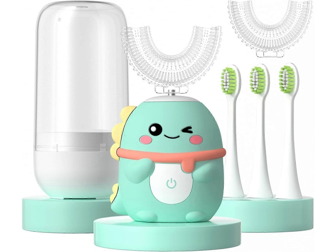 Escova de Dentes Elétrica Infantil em Formato U, Automática Sônica para Crianças Pequenas com 5 Ca Beças Escova, GOKOCO