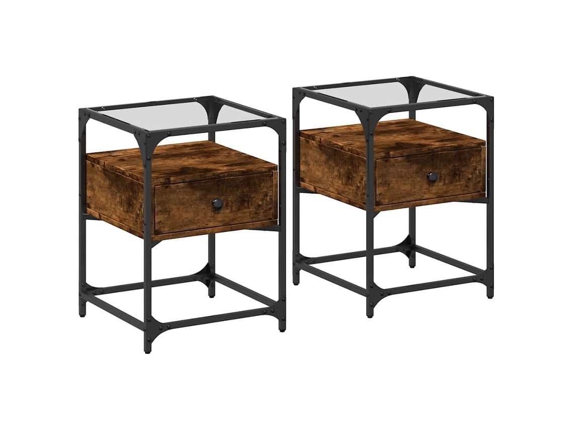 Bedside Cabinet, Bedside Cabinets Vidaxl Marrom Madeira Processada (n/a)