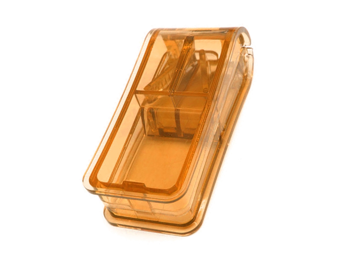 2026 cortador de Tabletas com Lâminas de Aço Inoxidável e Protetor para Grandes e Pequenas Tabletas de Vitamina Marrom