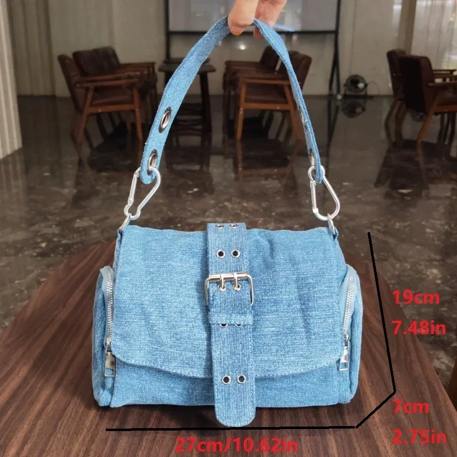 Bolsa De Ombro Feminina Com Tachas (azul Claro), Design De Marca, Bolsa Feminina