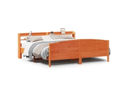 Cama Sem Colchão 200x200 Cm Pinho Maciço Castanho mel MAISON EXCLUSIVE