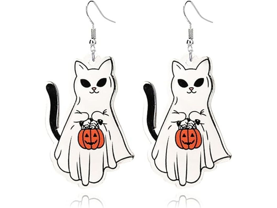 Brincos De Halloween Cute Ghost Pumpkin Gato Aranha Acrílico Feminino Divertido