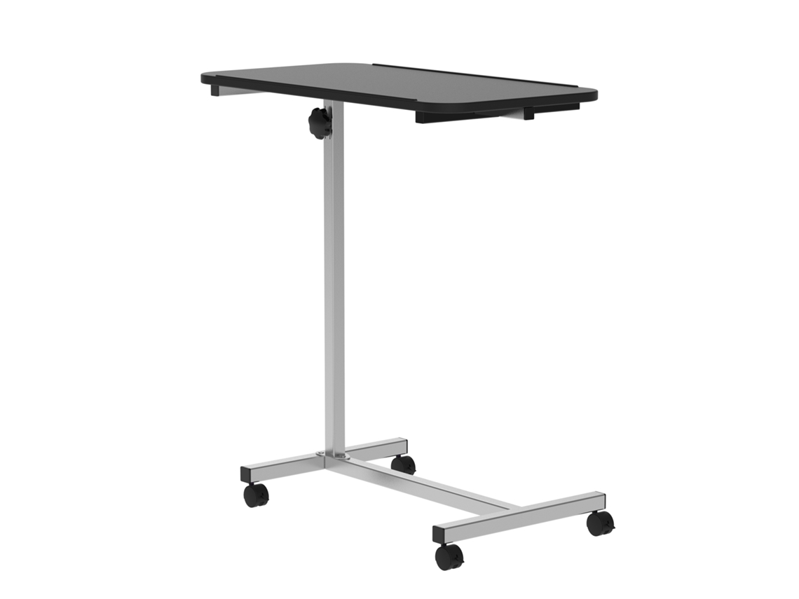 Mesa Auxiliar com Rodas com Altura Ajustável e Carga de Estrutura Metálica 20 Kg 77x40x76 100 Cm Preto e Prateado Ge