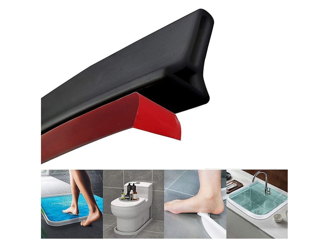 Fita De Retenção De Água De Silicone 100cm Preta Para Banheiro E Cozinha - Barreira Impermeável