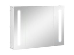 Armário De Banheiro Com Espelho, 3 Armários, 3 Prateleiras E Luz Led, 90x15x65 Cm, Branco.