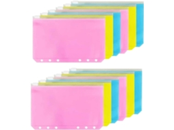Conjunto de 12 Sacos Organizadores de Recibos Cabilock, com Zíper, Coloridos, para Organizar Documentos e Pastas