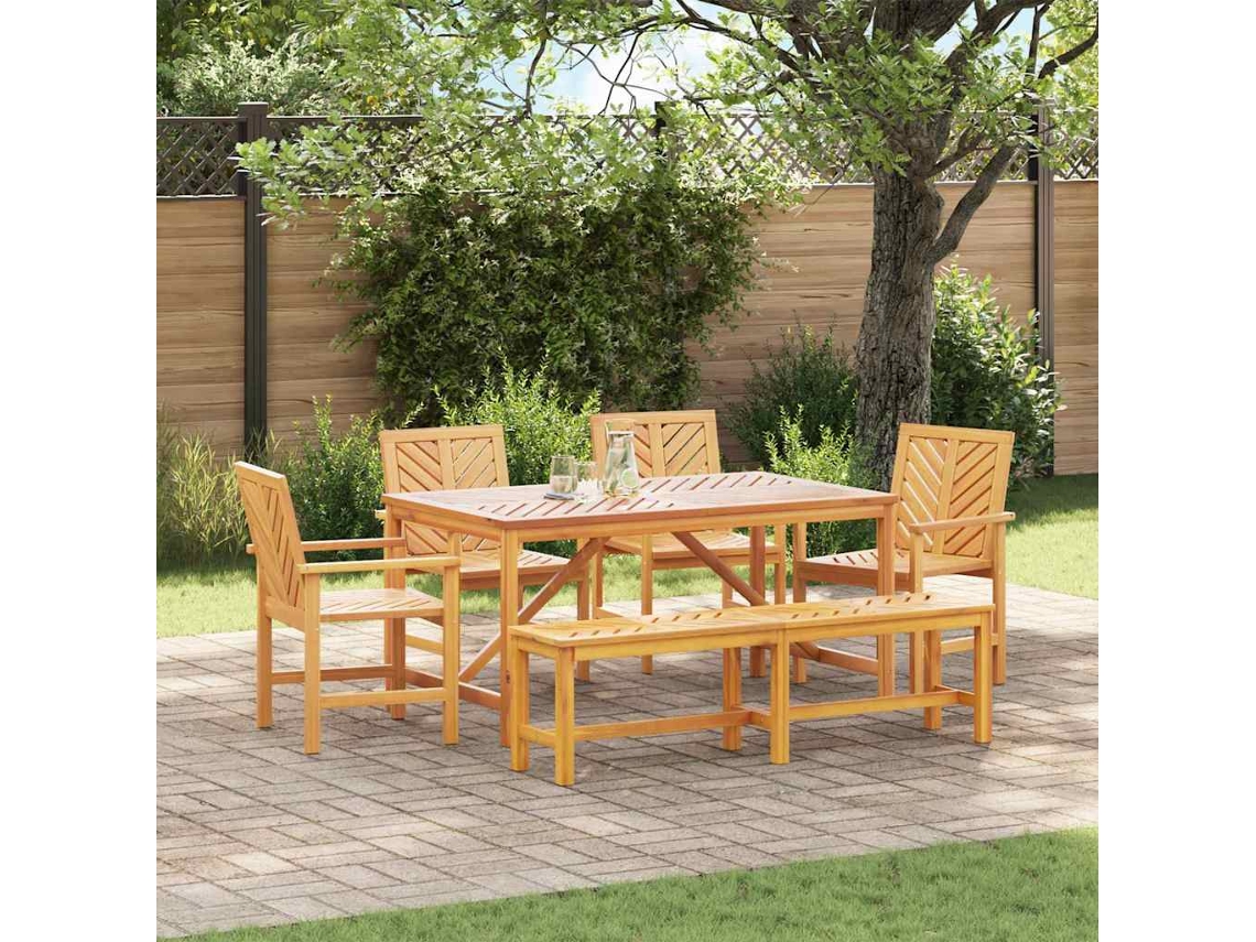 Vidaxl Conjunto De Jantar Para Jardim 6 Unid. Castanho