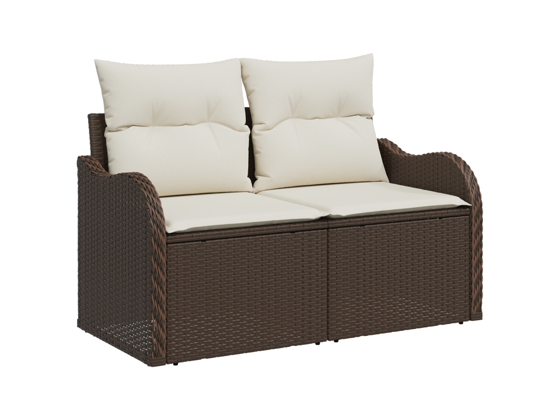 Conjunto 6 De Sofá De Jardim Com Almofadas Vidaxl Castanho Rattan Pe